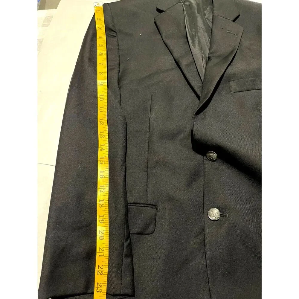 Lauren Ralph Lauren wool sport coat black blazer business logo button men's 38 R